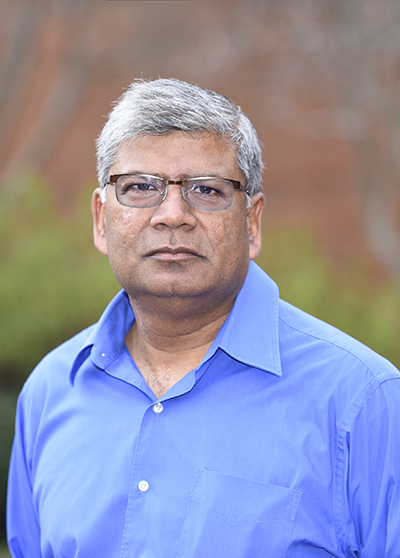 Environmental head shot of Dr. Selvum "Brian" Pillay, PhD (Professor/Chairman, Materials Science and Engineering) standing outside, 2018.