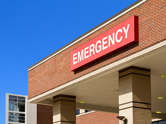 Emergency sign at a hospital trauma center