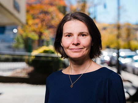 Environmental headshot of Dr. Sylvie Mrug, PhD (Professor, Psychology), November 2021.