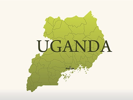 Uganda detailed map with navigation icons