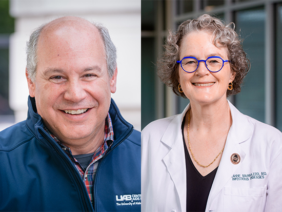 Headshots of Michael Saag, M.D. and Jeanne Marrazzo, M.D.