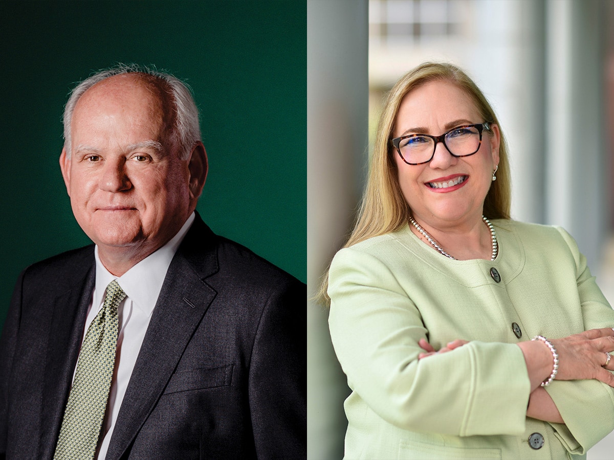 Interior headshots of Ray L. Watts, M.D. and Maria Rodriguez Shirey, Ph.D.
