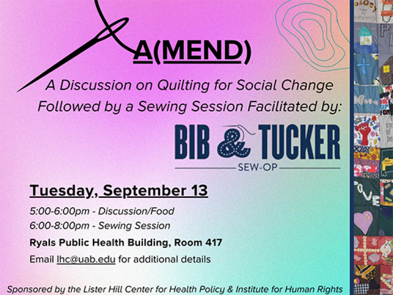 Engage in a sewing session and learn about social change advocacy at the UAB School of Public Health