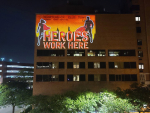 Tribute to healthcare heroes lights up the wall at UAB Hospital