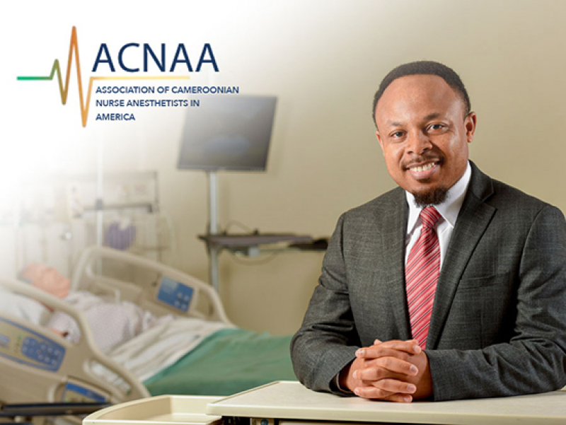 As the new president of the Association of Cameroonian Nurse Anesthetists in America, Edwin Aroke, Ph.D., will spread Western medical knowledge to help bridge the gap in health care provid-er practices in Cameroon.