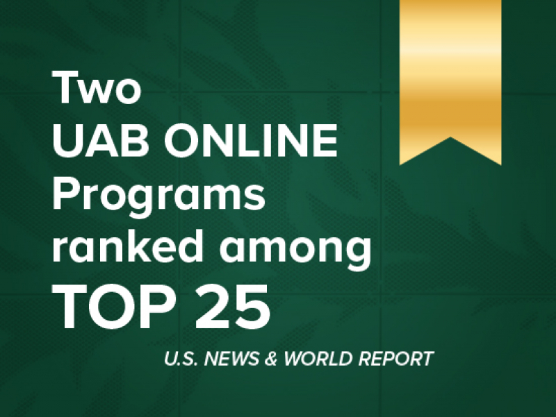 UAB Online highlighted among Top 25 programs in two categories, according to US News &amp; World Report