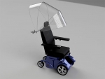Umbrella for power wheelchairs makes rainy days less of a mess