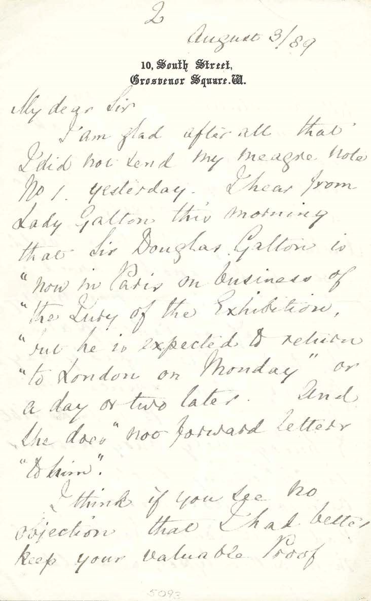 Letter Number 8: August 3, 1889 - Florence Nightingale letter to Thomas Gillham Hewlett