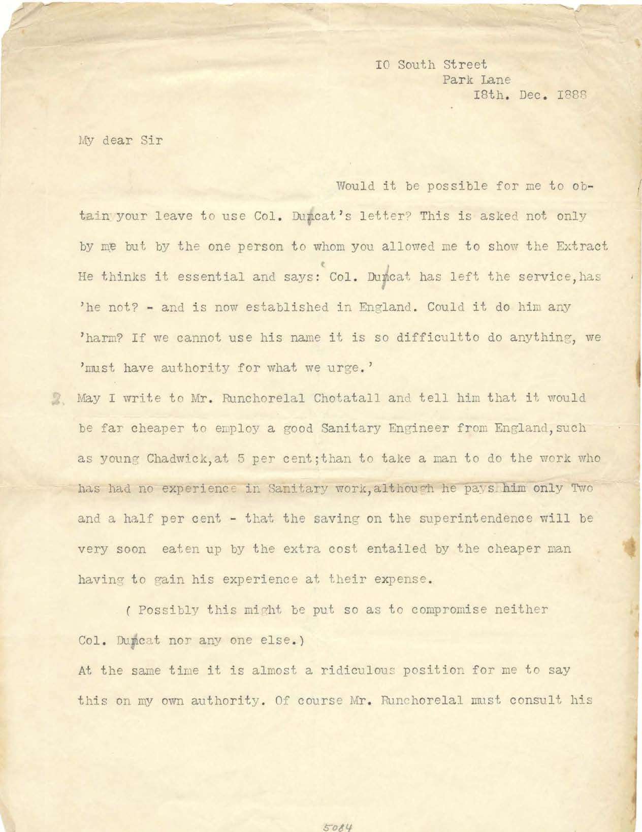 Letter Number 14: December 18, 1888 - Florence Nightingale letter to Thomas Gillham Hewlett