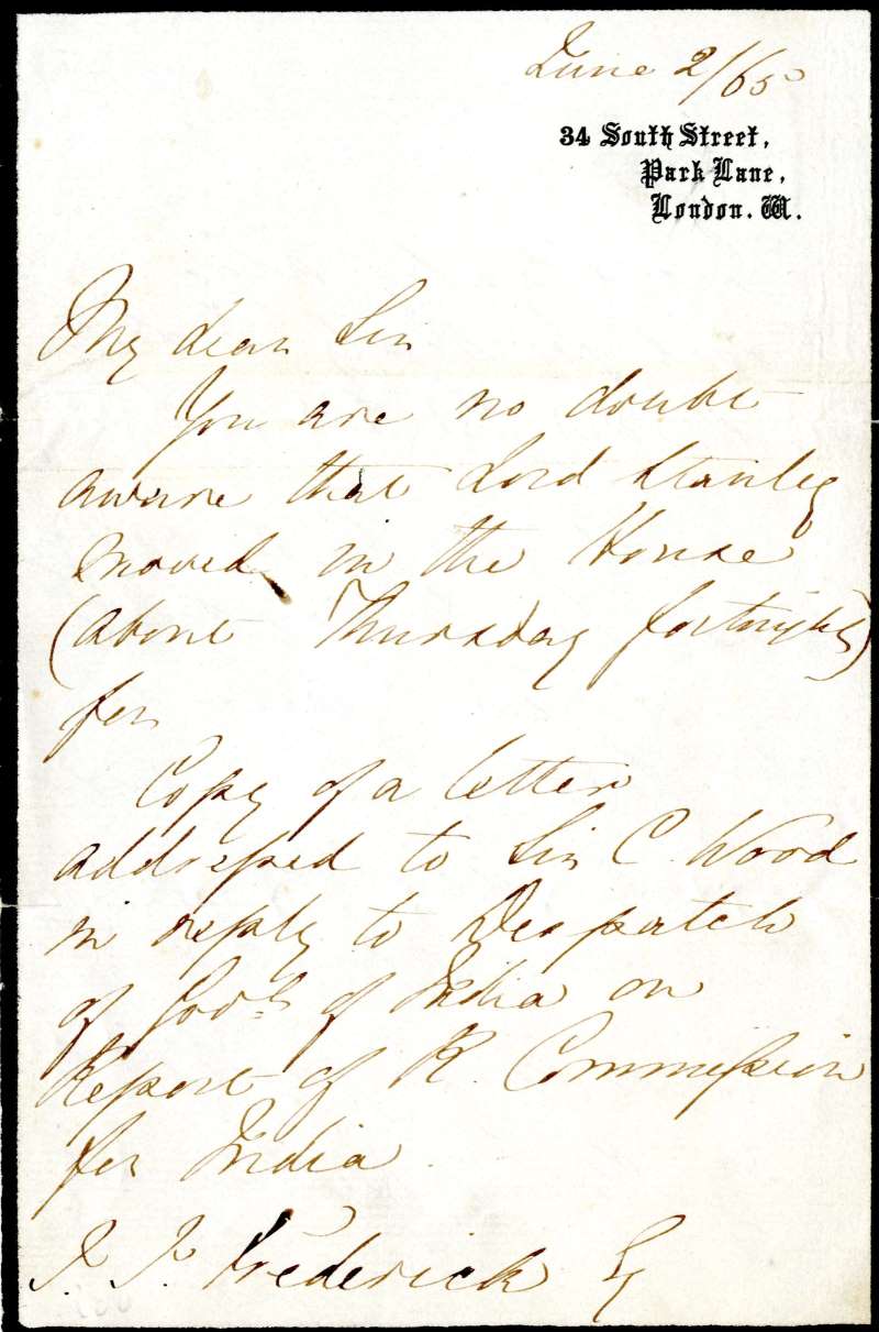 Letter Number 17: June 2, 1865 - Florence Nightingale letter to J. J. Frederick Esq.