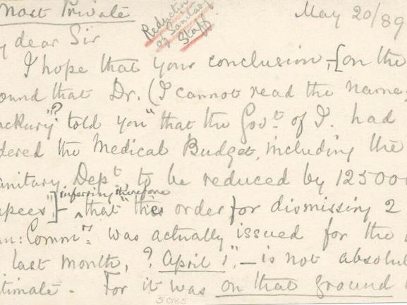 Letter Number 9: May 20, 1889 - Florence Nightingale letter to Thomas Gillham Hewlett