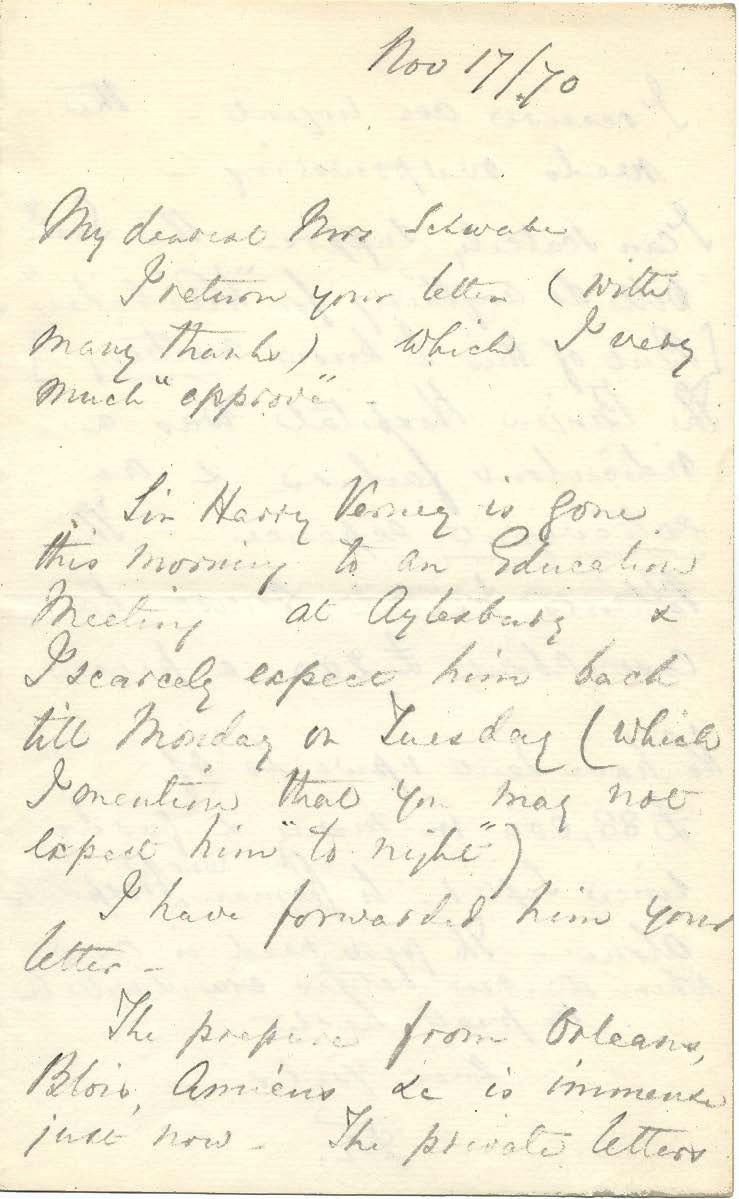 Letter Number 10: November 17, 1870 - Florence Nightingale letter to Madame Schwabe