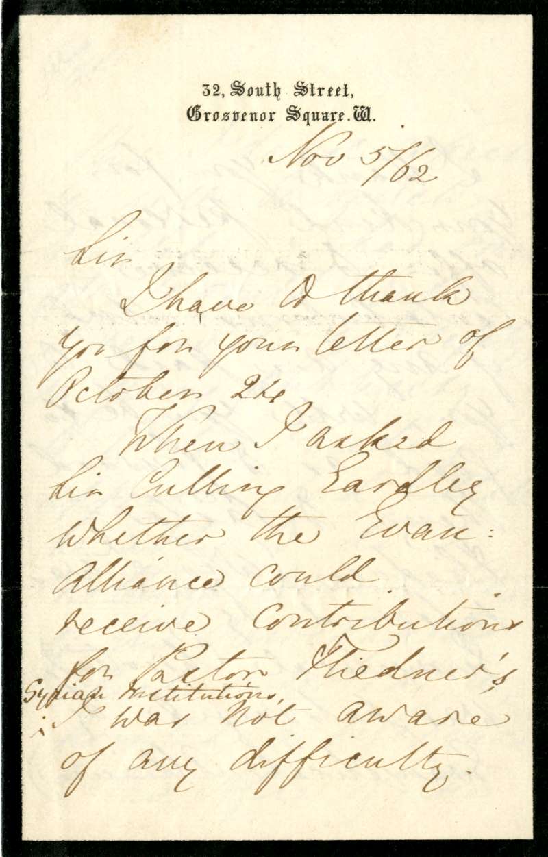 Letter Number 20: November 5, 1862 - Florence Nightingale letter to Reverend W. Cardale