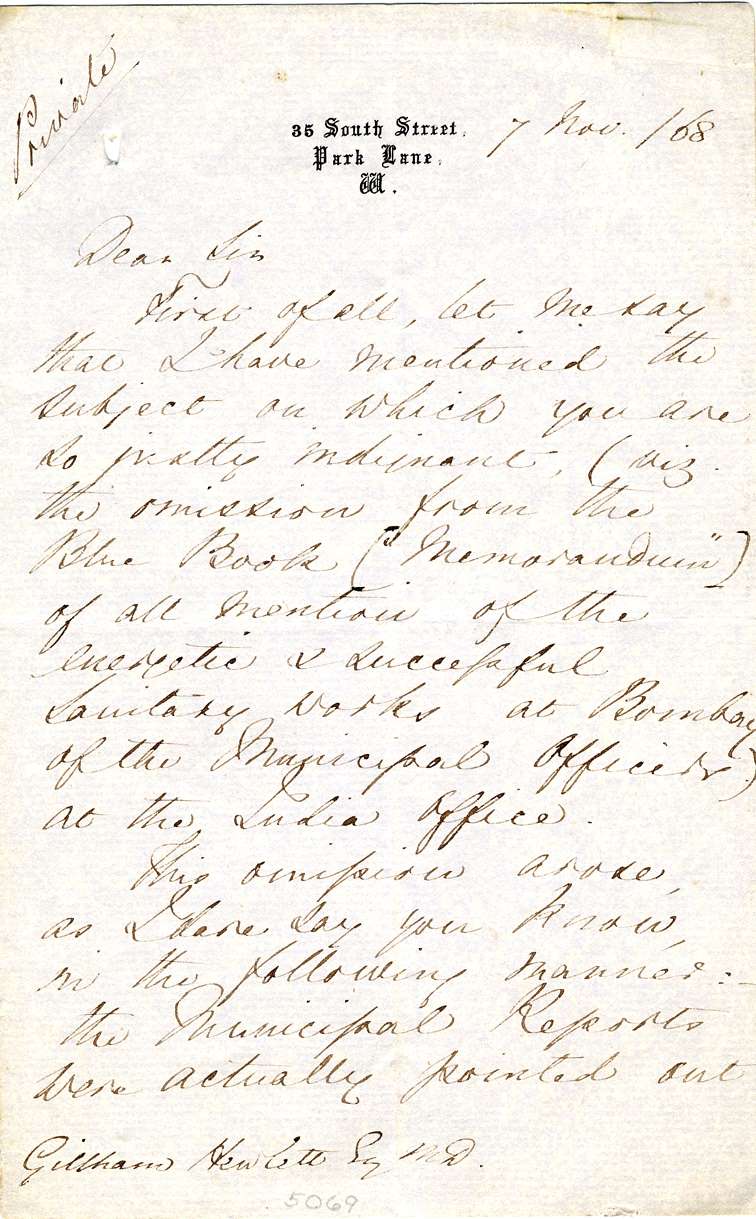 Letter Number 6: November 7, 1868 - Florence Nightingale letter to Thomas Gillham Hewlett