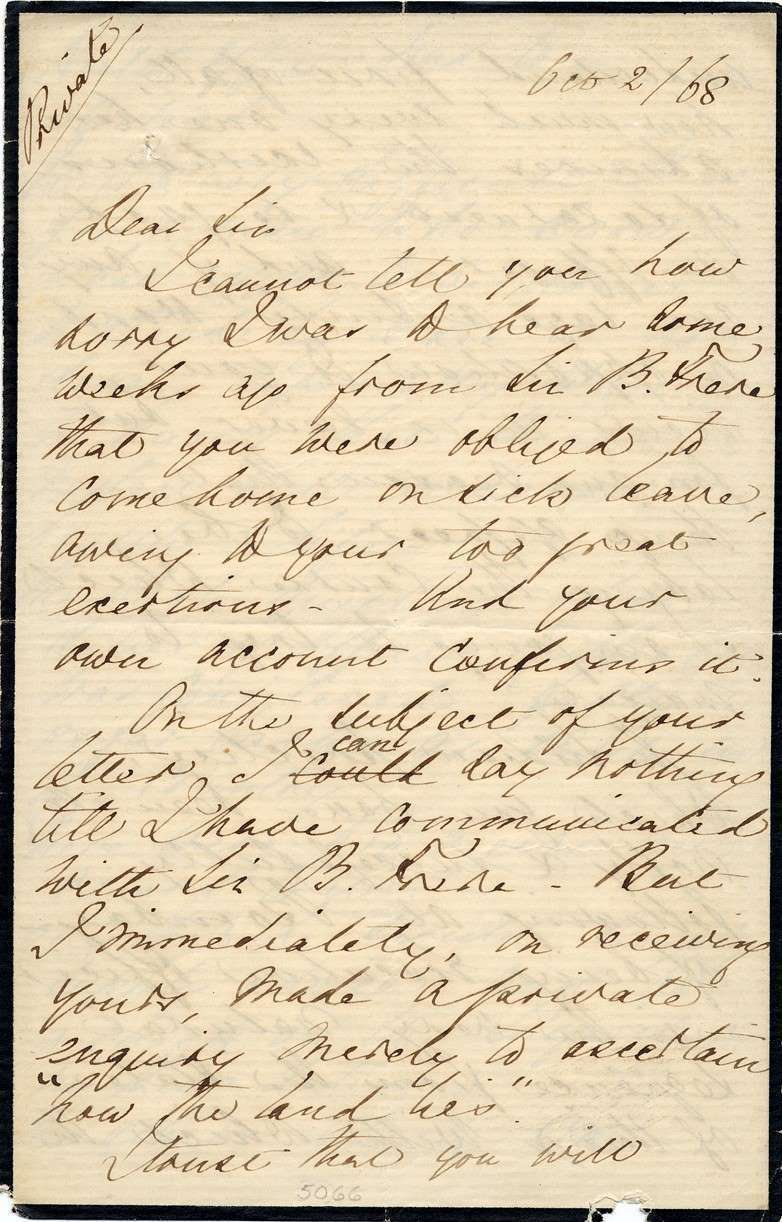 Letter Number 5: October 2, 1868 - Florence Nightingale letter to Thomas Gillham Hewlett