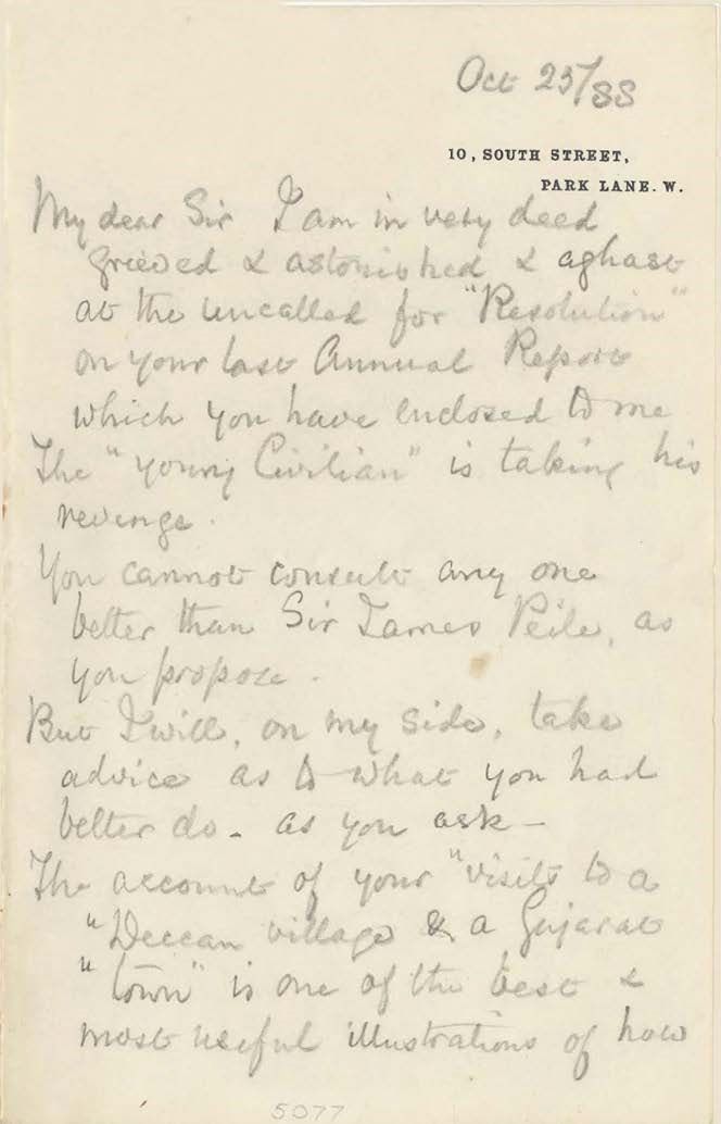 Letter Number 15: October 25, 1888 - Florence Nightingale letter to Thomas Gillham Hewlett