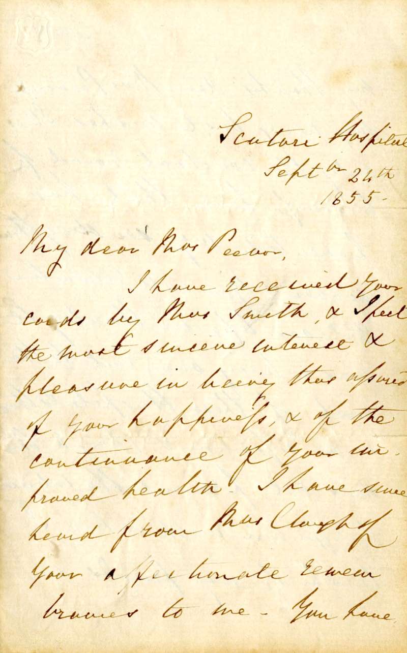 Letter Number 16: September 24, 1855 - Florence Nightingale letter to Mrs. Peevor