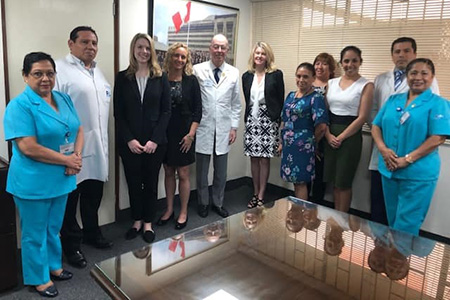Courtney Sullivan met with nurse leaders from the National Institute of Neoplastic Diseases (INEN) during her time in Peru.