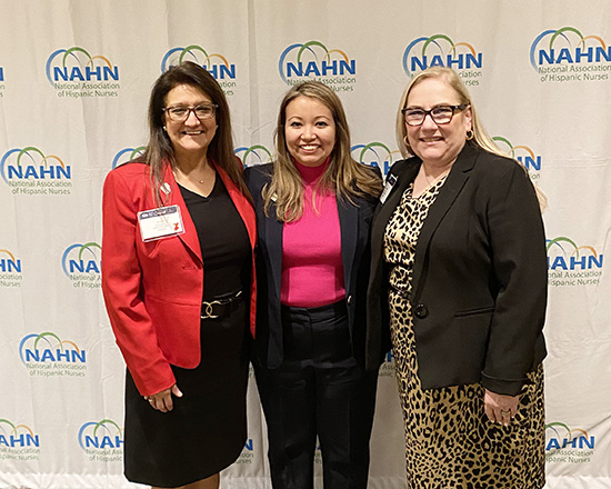 Grau and Shirey with Adrianna Nava, the current NAHN president.