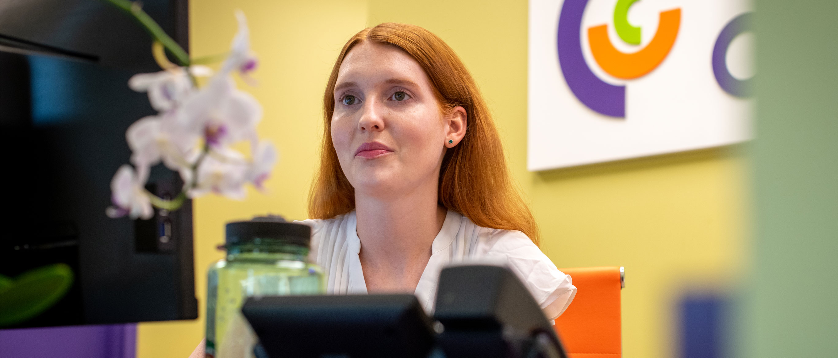 Emily working at her desk in the Urgent Care for Children clinic