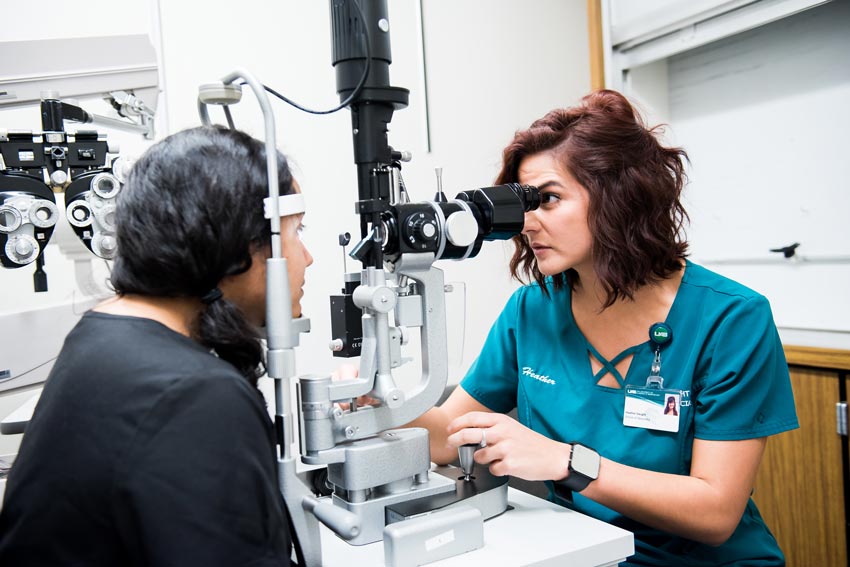 An eye exam conducted at UAB