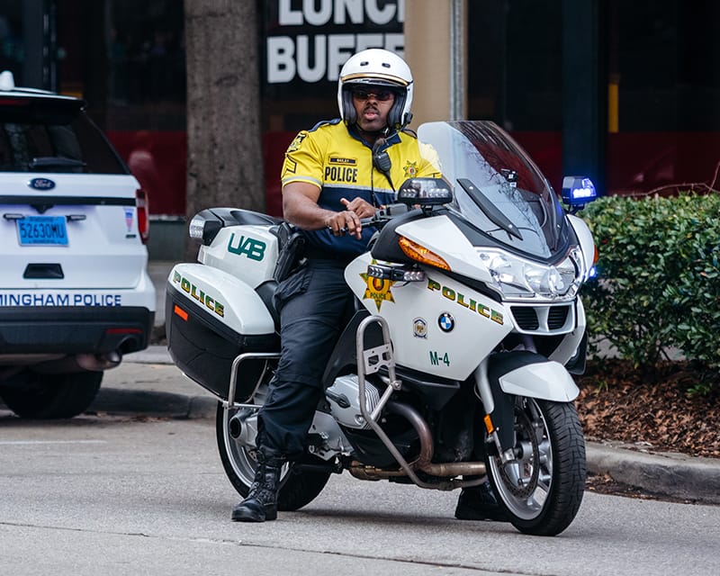 UAB Police Officer on a patrol motorcycle.