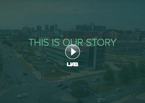 Image of campus with text - This is our story.