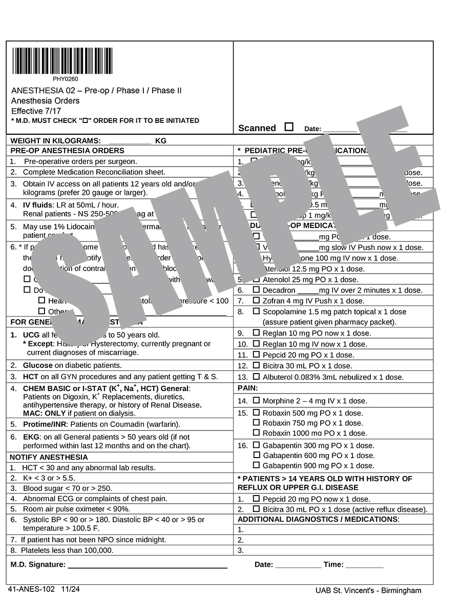 PRE-OP/PHASE I/PHASE II