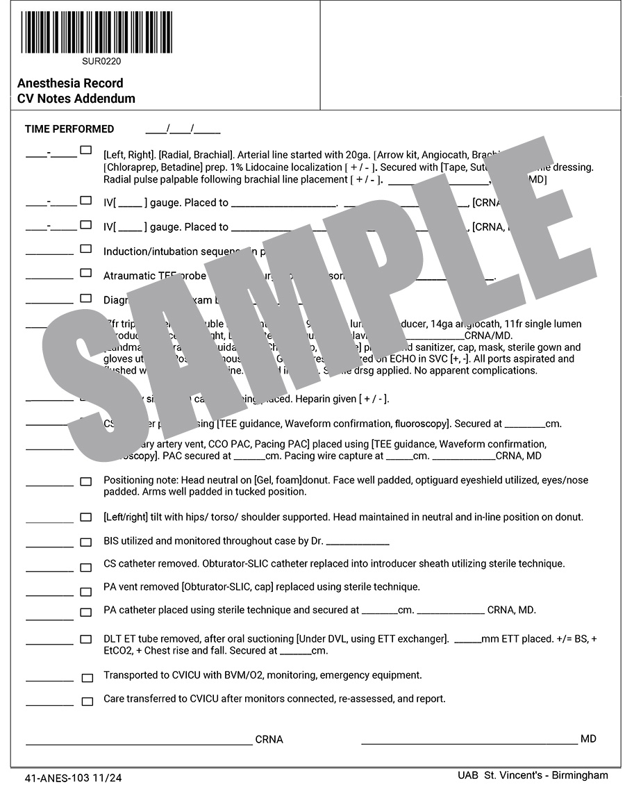 ANES RECORD CV NOTES ADDENDUM