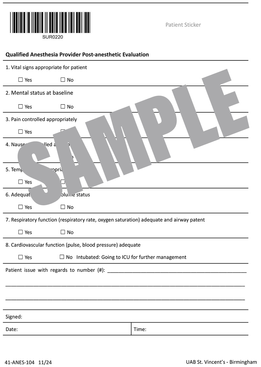 POSTANESTHESIA EVALUATION