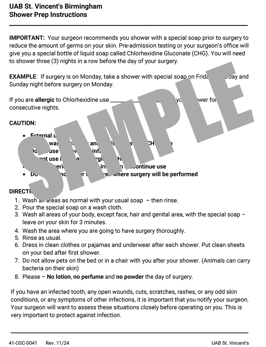 SHOWER PREP INSTRUCTIONS