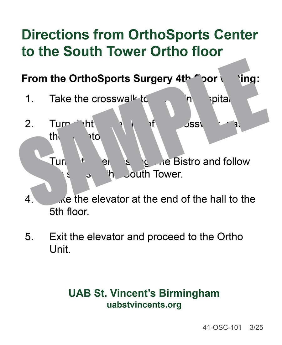 DIRECTIONS FROM OSC 4TH FLOOR