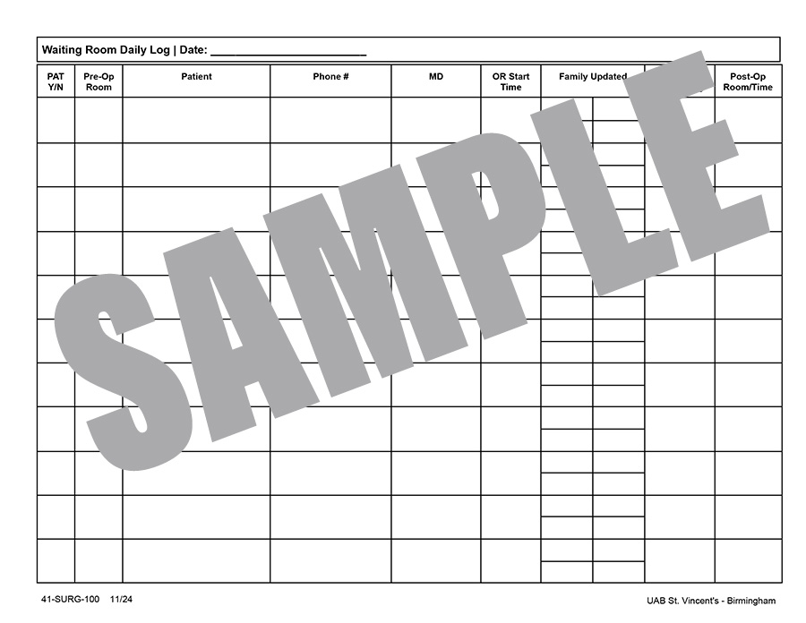 WAITING ROOM DAILY LOG