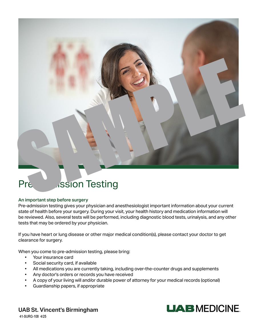 PRE-ADMISSION TESTING FLYER