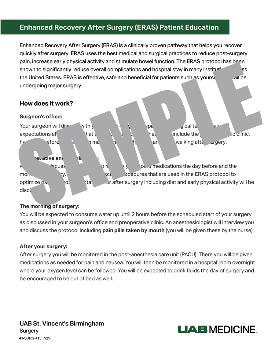 ERAS PATIENT EDUCATION