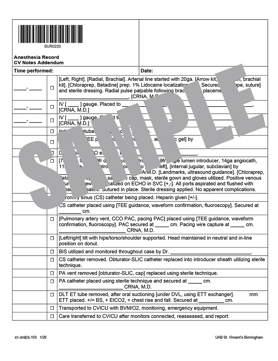 ANES RECORD CV NOTES ADDENDUM