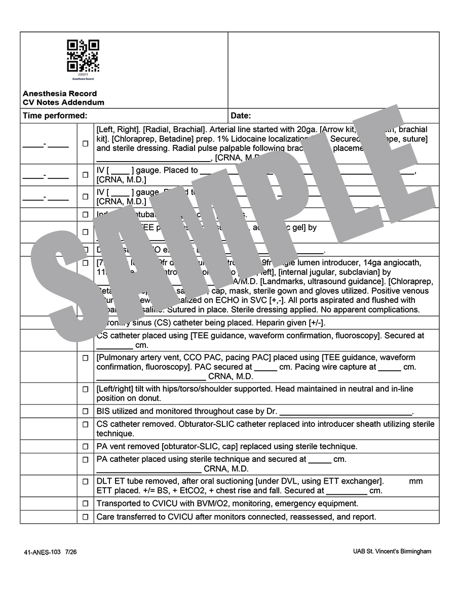 ANES RECORD CV NOTES ADDENDUM