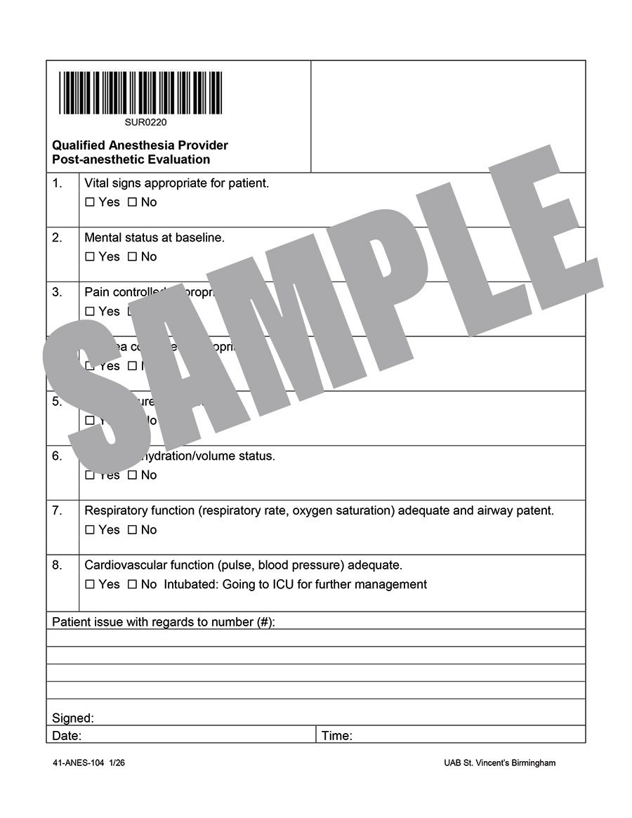 POSTANESTHESIA EVALUATION