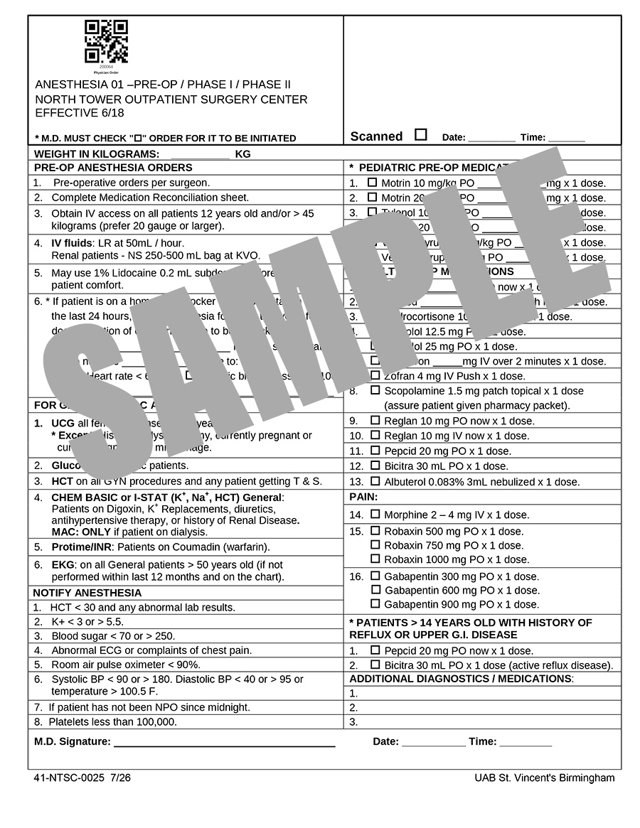 ANESTHESIA 01 NT OP PREOP PHASE I PHASE II ANESTHESIA ORDERS