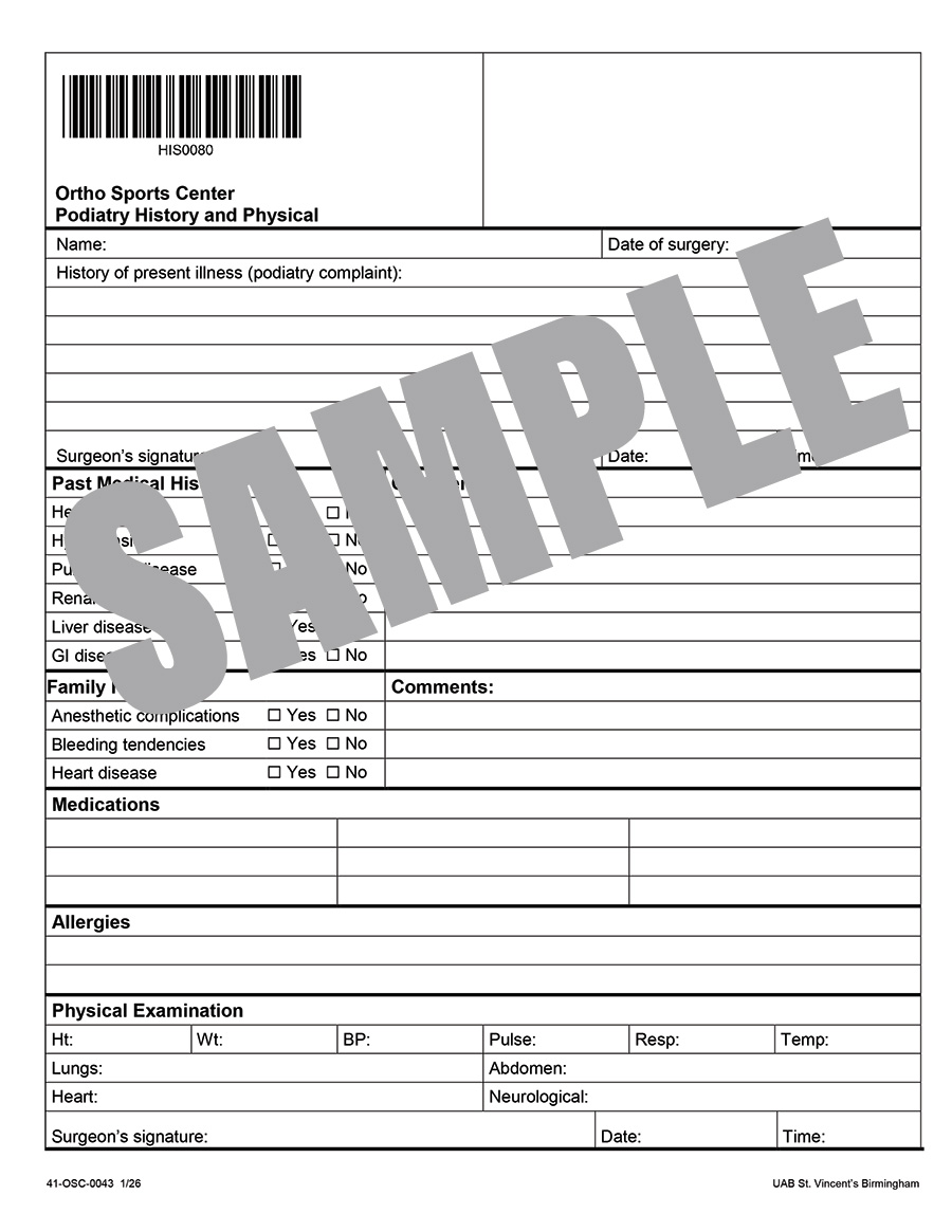 OSC PODIATRY HISTORY