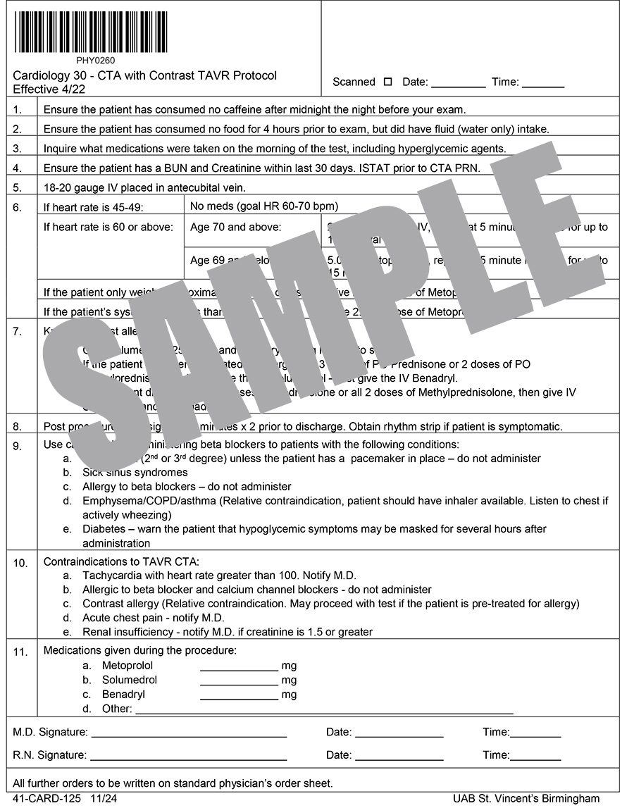 CARDIOLOGY 30 CTA WITH CONTRAST TAVR PROTOCOL