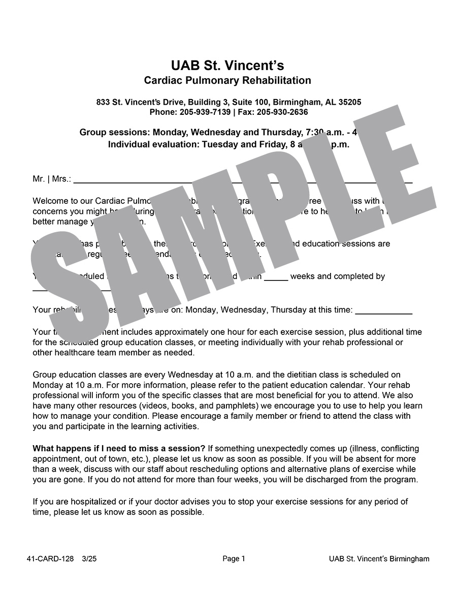 CARDIAC PULMONARY REHAB WELCOME