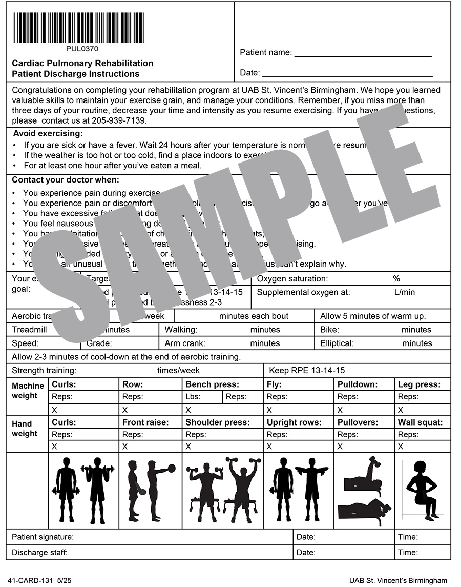 CARDIAC REHAB DISCHARGE INSTRUCTIONS