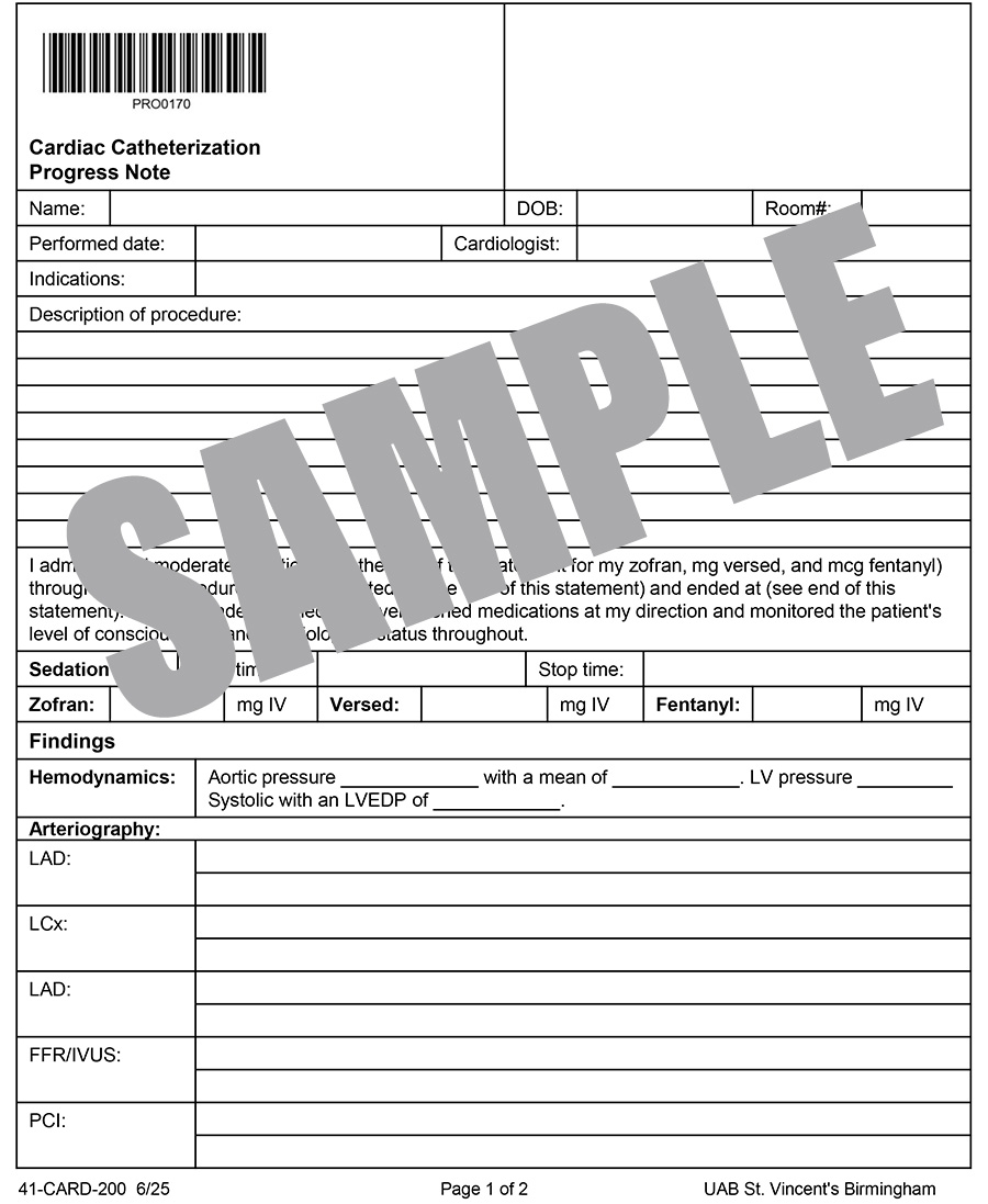 CARDIAC CATHETERIZATION PROGRESS NOTE
