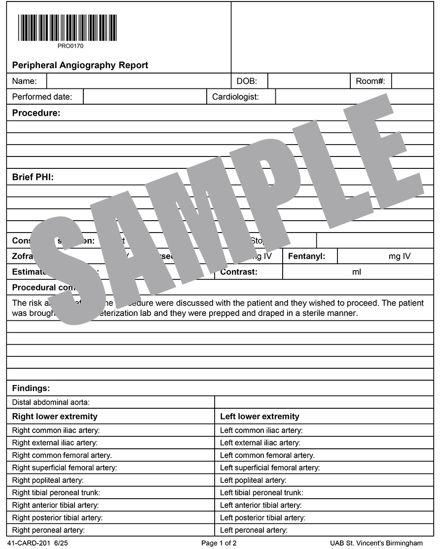 PERIPHERAL ANGIOGRAPHY REPORT