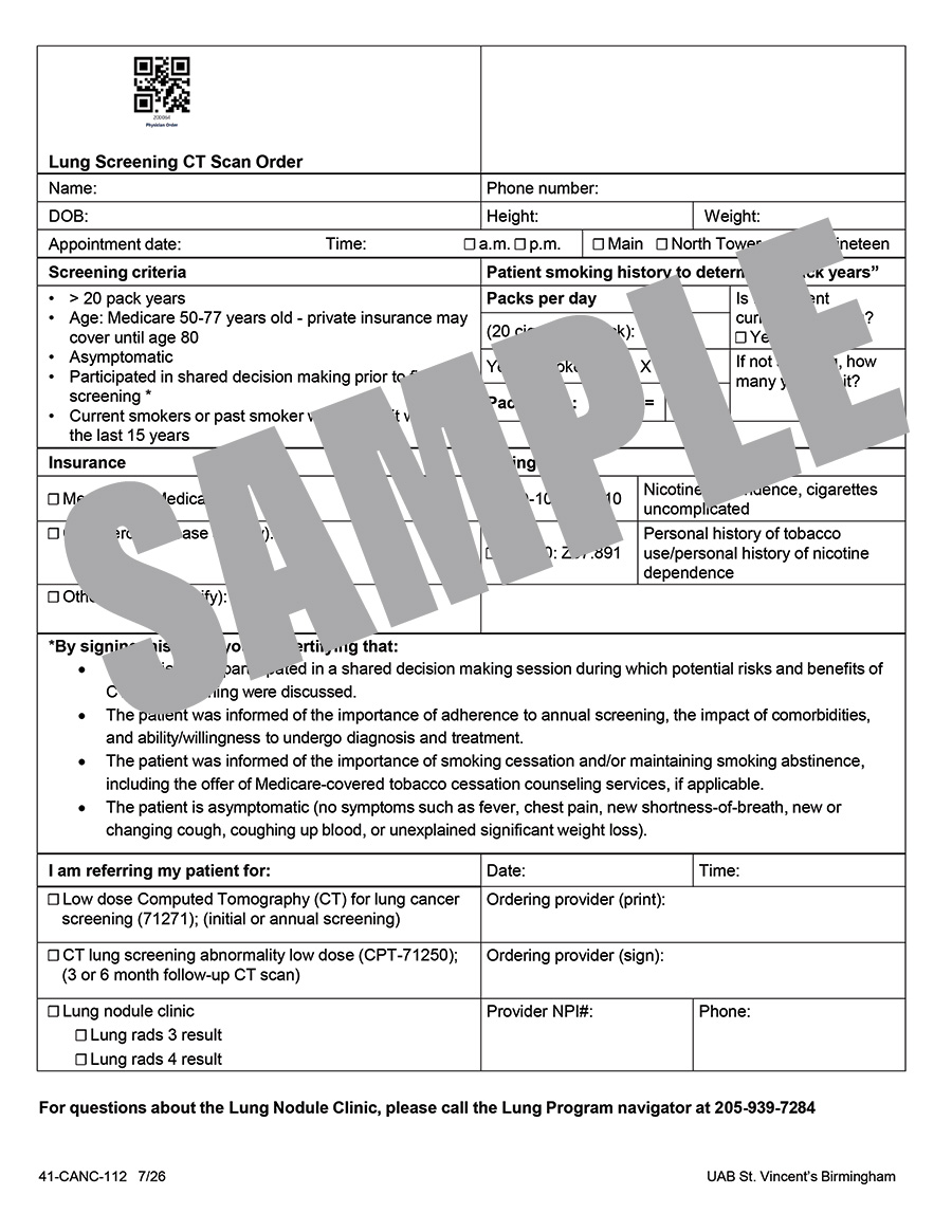 LUNG SCREENING CT SCAN ORDER