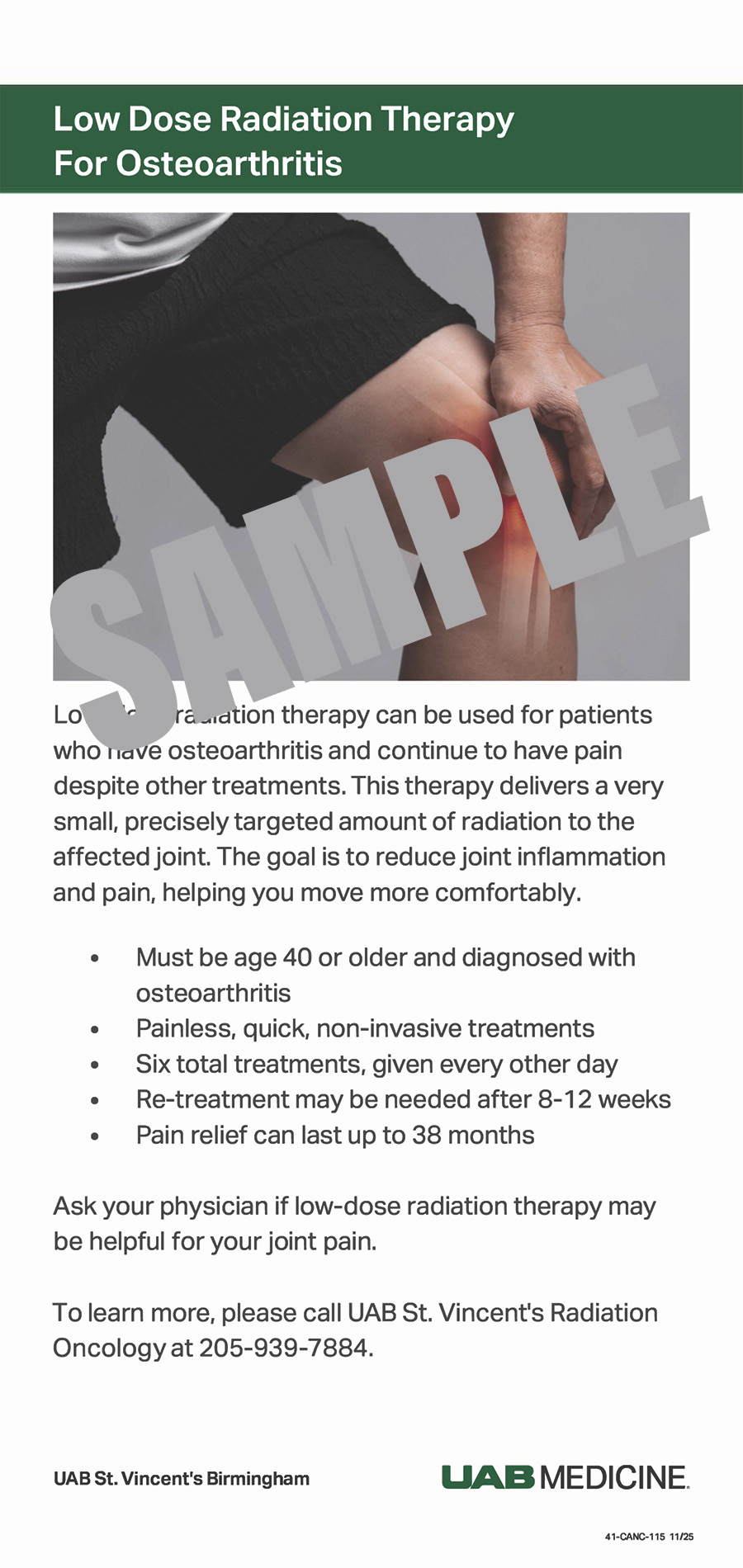 LOW DOSE RAD THERAPHY FOR OA RACK CARD