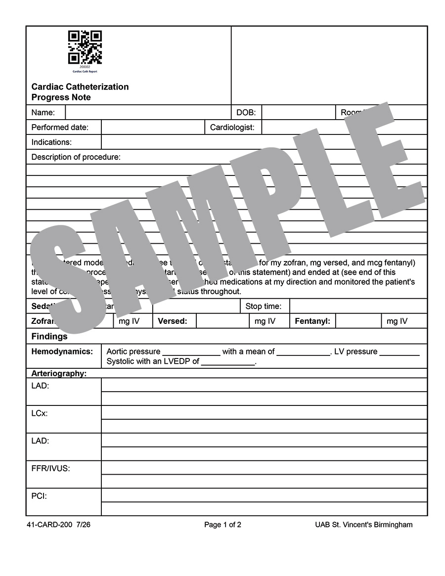 CARDIAC CATHETERIZATION PROGRESS NOTE