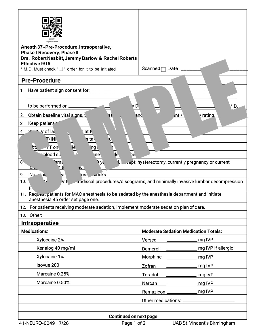ANESTHESIA 37 - PRE PROCEDURE INTRAOP PHASE 1 RECOVERY PHASE II