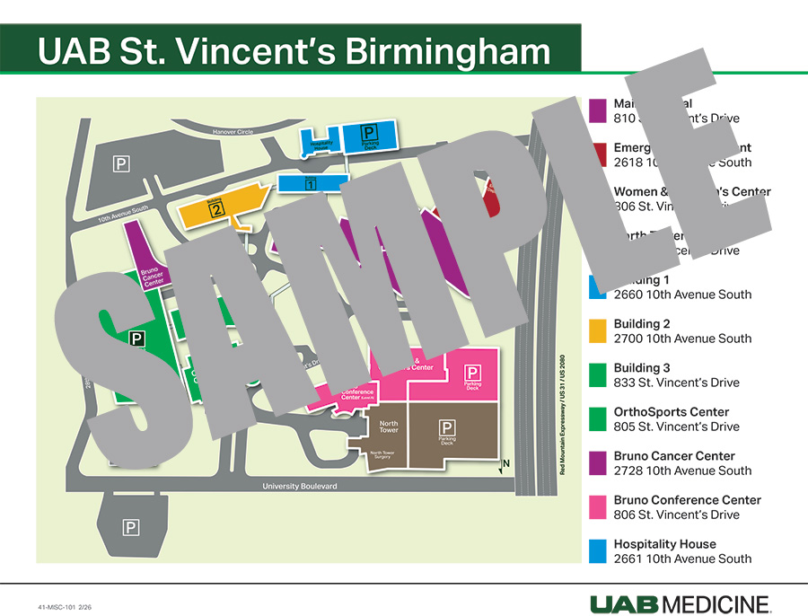 BHAM CAMPUS MAP w/BUILDING ADDRESSES